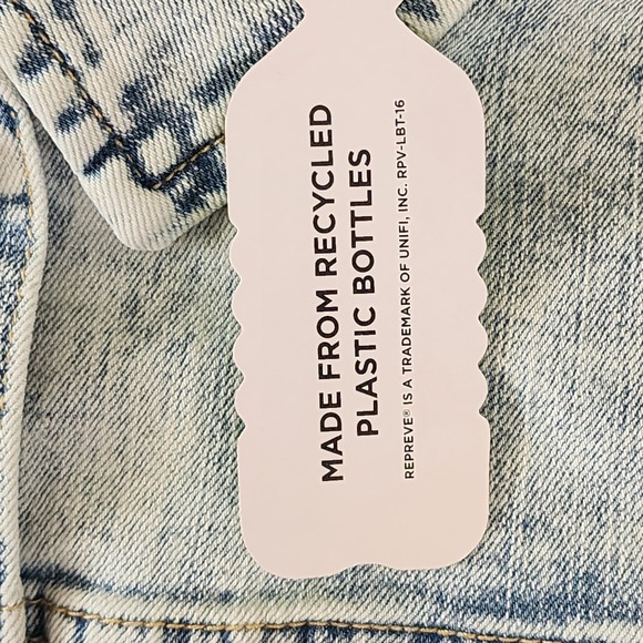 LOGO Lori Goldstein Jasper Vest NWT Womens 18 Blue Denim Jacket Frayed Detail - Picture 5 of 9